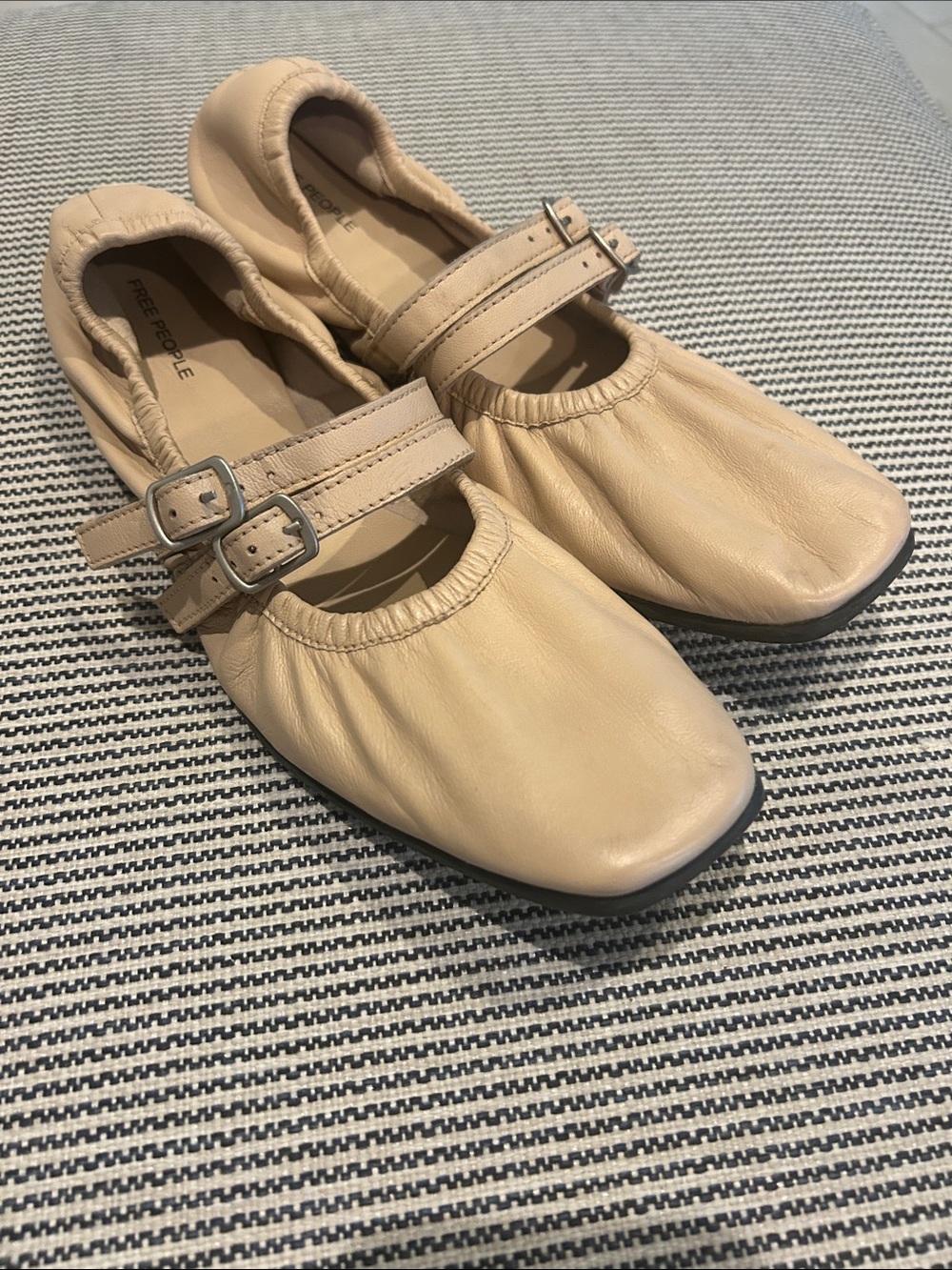 Free People Cream Double-Strap Mary Jane Flats
